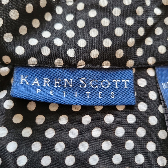 Karen Scott Button Down Short Sleeve Top Black & White Polka Dot Size PM - Picture 3 of 6
